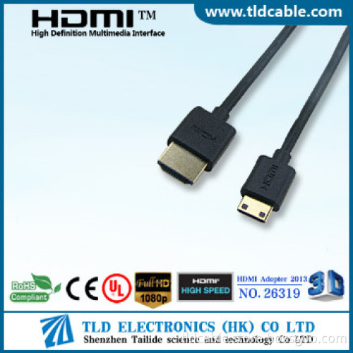 Black Slim HDMI to Mini HDMI Cable